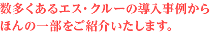 数多くあるエス・クルーの導入事例からほんの一部をご紹介いたします。